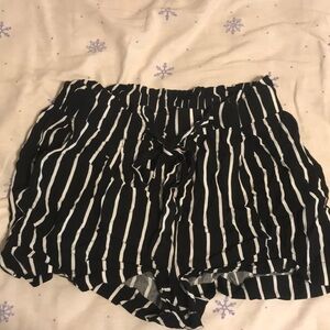 Black and white striped high rise shorts!